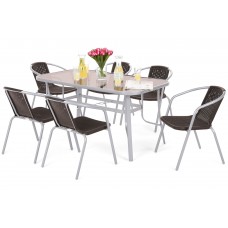 Металеві садові меблі Toscana Summer Basic Silver / Brown 6+1