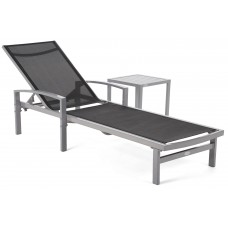 Шезлонг Caravela Silver / Black зі столиком Cuba Silver