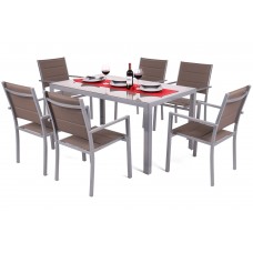 Алюмінієві садові меблі Corfu Silver / Taupe 6+1
