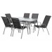 Металеві садові меблі Sevilla 150 см Silver / Black 6+1 з кріслом Sevilla Black / Grey Melange