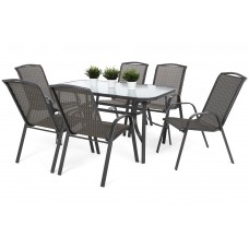 Металеві садові меблі Sevilla 145 см Atlanta Grey / Black Diamond 6+1