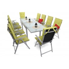 Алюмінієві садові меблі Orlando Basic Silver / Black 10+1 з подушками Barbados 8