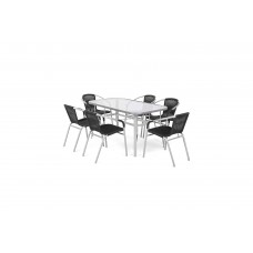 Металеві садові меблі Toscana Summer Silver / Black 6+1