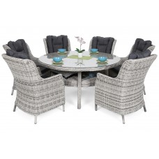 Садові меблі з техноротангу Bristol Round Elegant 150 см Light Grey / Grey Melange 6+1