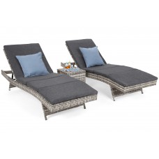 Набір садових шезлонгів Bora Bora Light Grey / Grey Melange з техноротангу зі столиком