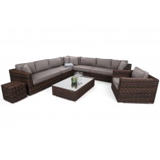 Кутовий набір садових меблів з техноротангу Livorno Rust Brown / Brown Melange