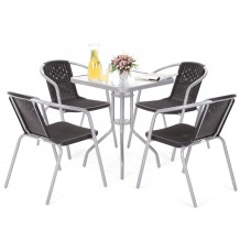 Металеві садові меблі Summer Basic Square Silver / Black 4+1