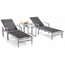 Набір садових лежаків Caravela Silver/Black з комплектом столиків Cuba Silver