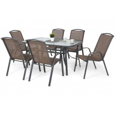 Металеві садові меблі Sevilla 145 см Atlanta Grey / Brown Melange 6+1