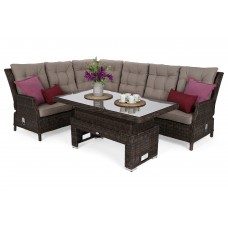 Кутовий садовий диван з техноротангу Trivento Brown Mat / Brown Melange