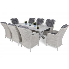 Садові меблі з техноратанга Bristol Alu 220 см Light Grey Bristol White / Grey 8+1