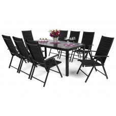 Алюмінієві садові меблі Ibiza 185 см Black / Black 8+1