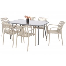 Садові меблі Casablanca 150 см Silver / Taupe + Lomi Beige 6+1