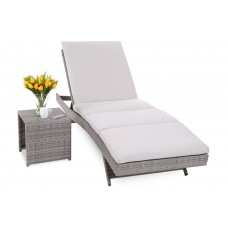 Садовий шезлонг із столиком з техноратангу Bora Bora Grey / Light Grey