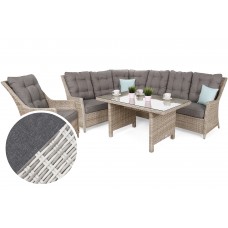 Кутовий набір садових меблів Alicante Light Grey / Grey Melange, ліворуч