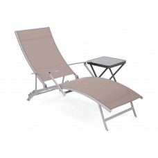 Садовий металевий шезлонг Summer Silver / Taupe зі столиком Ventura