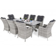 Садові меблі з техноротангу Bristol Alu 220 см Light Grey / Grey Melange 8+1
