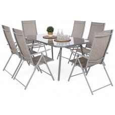Металеві садові меблі Casablanca 150 см Silver / Taupe Melange 6+1