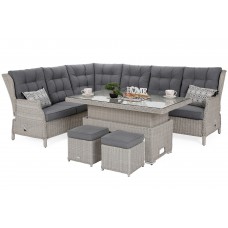 Садовий кутовий диван Trivento Plus White / Grey з техноратангу
