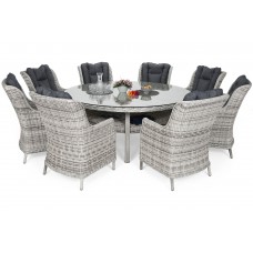 Садові меблі з техноротангу Bristol Round Elegant 180 см Light Grey / Grey Melange 8+1