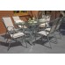 Металеві садові меблі Sevilla 150 см Atlanta Grey / Beige Striped 6+1 з кріслом Sevilla Black / Grey Melange