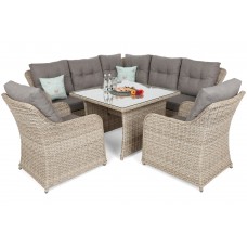 Кутовий комплект садових меблів Bergamo Beige / Beige Melange з додатковим кріслом
