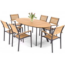 Алюмінієві садові меблі Lorenzo Black / Teak 6+1