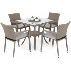 Садові меблі Sumba Square Beige Melange 4+1 з техноратанга з подушками