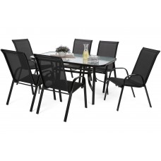 Садові меблі Sevilla металеві 150 см Black / Black 6+1