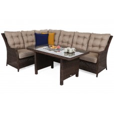 Лівий кутовий диван техноротанг Alicante Brown Mat / Brown Melange