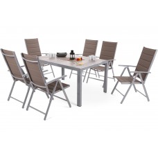 Алюмінієві садові меблі Capri 145 см Silver / Light Grey Ibiza Silver / Taupe 6+1