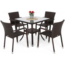 Садові меблі з техноротангу Sumba Square Brown 4+1