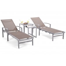 Набір садових лежаків Caravela Silver / Taupe з комплектом столиків Cuba Silver