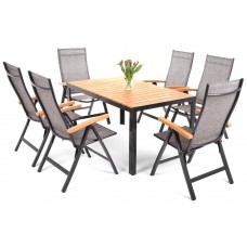 Алюмінієві садові меблі Florence Black / Teak 6+1