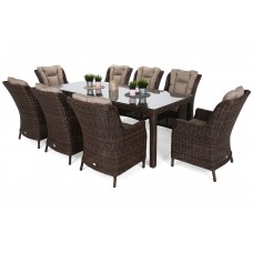 Садові меблі з техноротангу Bristol 230 см Brown Mat / Brown Melange 8+1