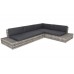 Техноротанг правий садовий кутовий диван Panama Light Grey / Grey Melange