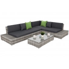 Техноротанг правий садовий кутовий диван Panama Light Grey / Grey Melange
