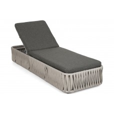 Лежак садовий з техноратангу Samos Cream / Grey Melange