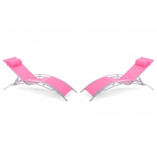 Набір садових лежаків Aruba Silver/Pink з алюмінію