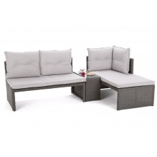 Садовий кутовий диван із техноратангу Corte Grey / Beige
