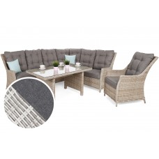 Кутовий набір садових меблів Alicante Light Grey / Grey Melange правий