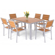 Алюмінієві садові меблі Salvador Silver / Teak 6+1