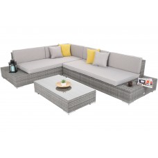 Технораттан садовий кутовий диван ліворуч Panama Gray / Light Gray