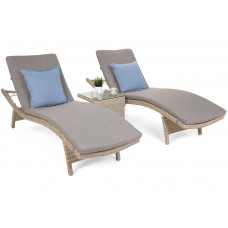 Набір садових шезлонгів з техноротангу Marbella Beige / Beige Melange зі столиком