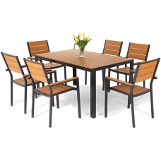 Алюмінієві садові меблі Salvador Black / Teak 6+1