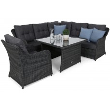 Кутовий садовий диван з техноротангу Bergamo Grey / Grey Melange