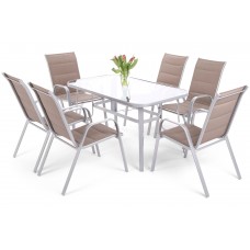 Металеві садові меблі Toscana Silver / Taupe 6+1