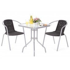 Металеві садові меблі Summer Basic Square Silver / Black 2+1