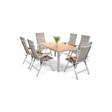 Алюмінієві садові меблі Florence Silver / Teak 6+1