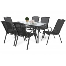 Металеві садові меблі Sevilla 145 см Atlanta Grey / Black Melange 6+1
